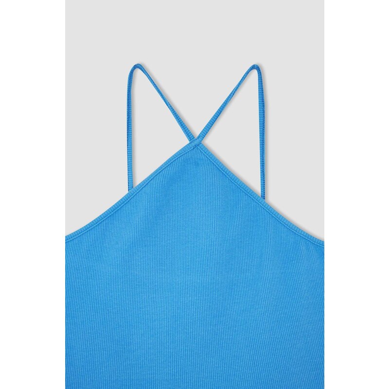 DEFACTO Fitted Cross Collar Ribbed Camisole Singlet