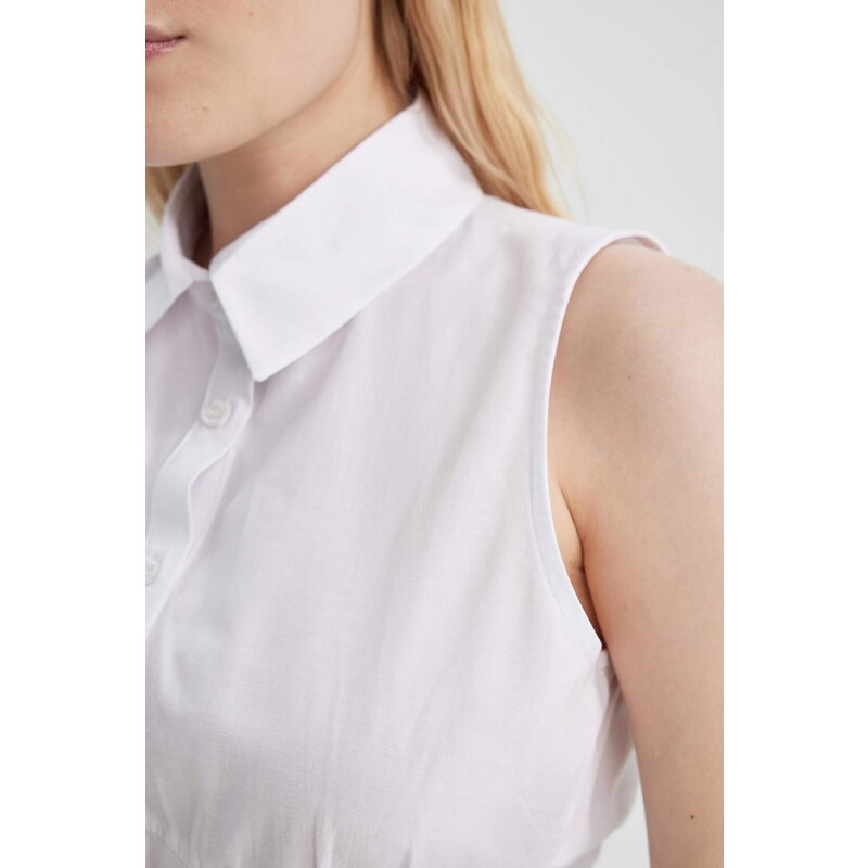 DEFACTO Fitted Shirt Collar Terry Cotton Sleeveless Shirt