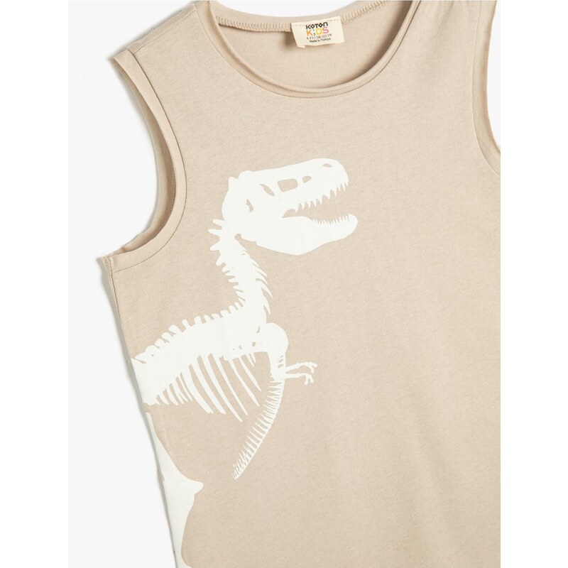 Koton Undershirt Dinosaur Printed Sleeveless Crew Neck Cotton