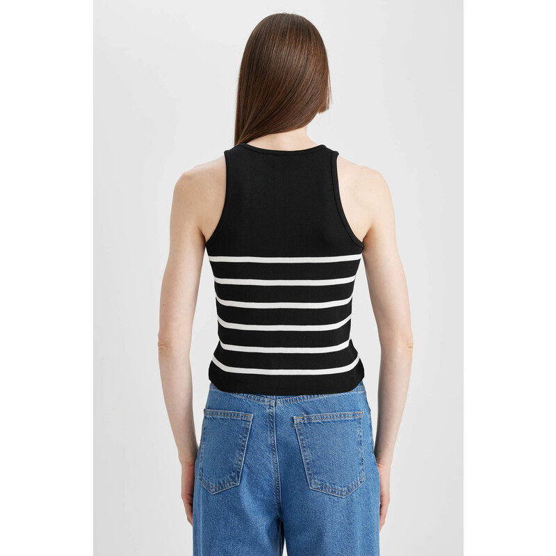 DEFACTO Fitted Crew Neck Striped Knitwear Singlet