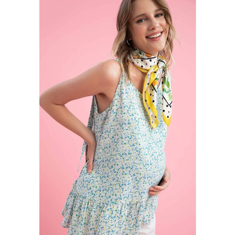 DEFACTO Regular Fit těhotenský top s ramínky a vzorem 115633577