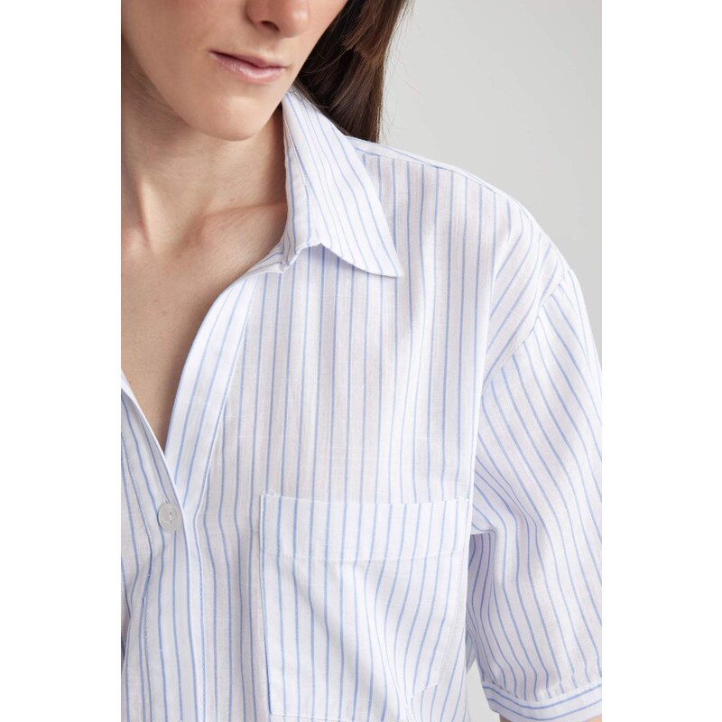 DEFACTO Crop V-Neck Short Sleeve Shirt