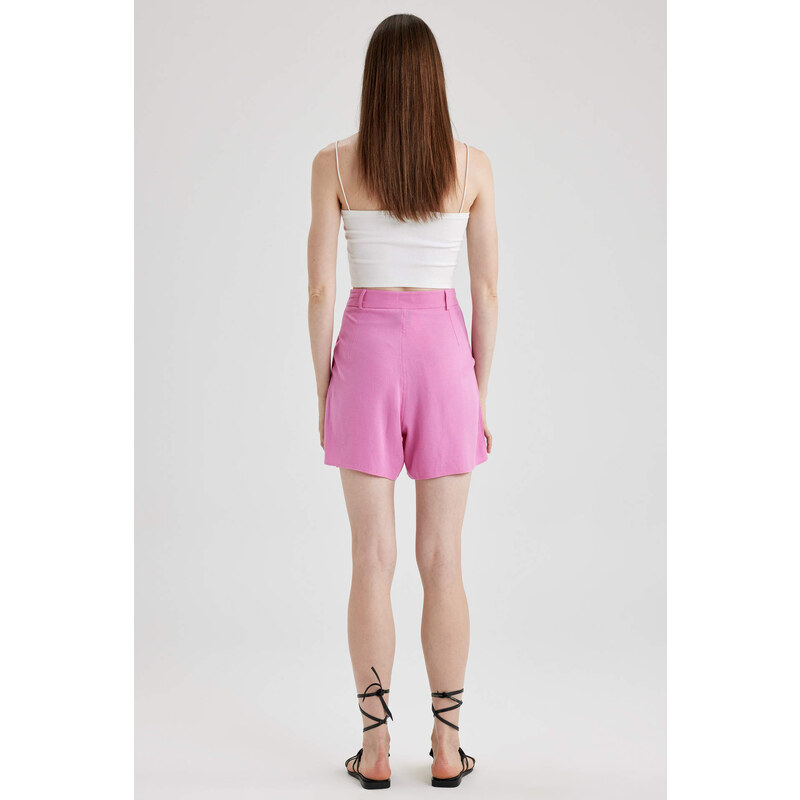 DEFACTO High Waist Wide Leg Linen Blend Shorts