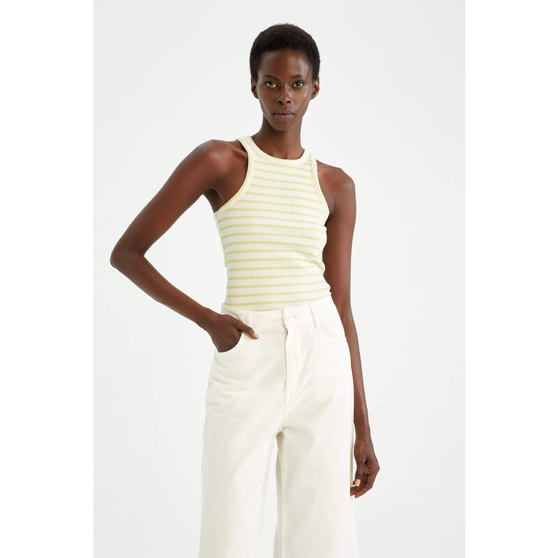 DEFACTO Slim Fit Halterový Límec Žebrovaný Tílko 107060726