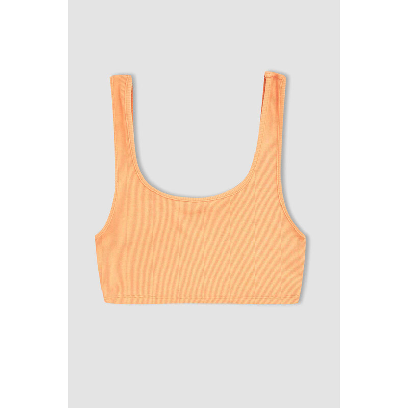 DEFACTO Slim Fit Crew Neck Ribbed Crop Singlet