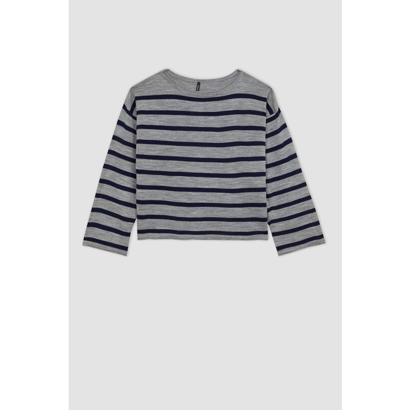 DEFACTO Relax Fit Crew Neck Striped Sweater