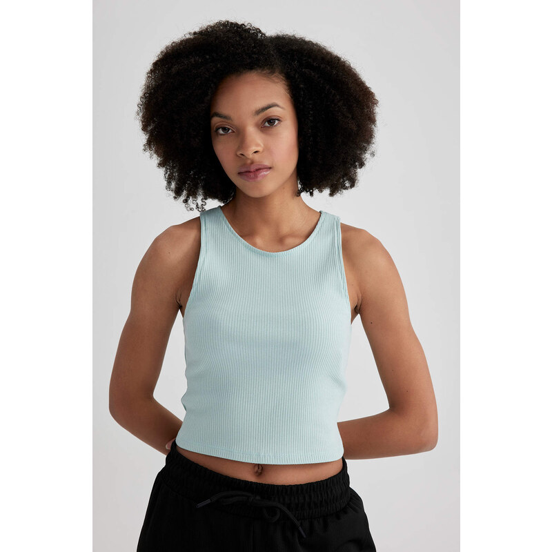 Defacto Fit Crop Crew Neck Sleeveless Athlete Singlet