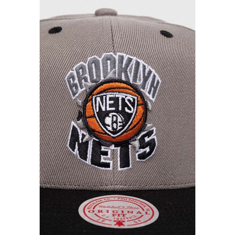 Kšiltovka Mitchell&Ness Brooklyn Nets šedá barva, s aplikací