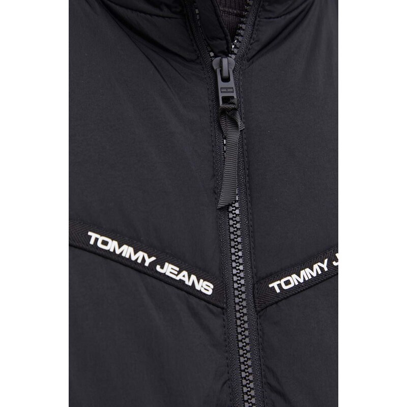 Bunda Tommy Jeans pánská, černá barva, zimní