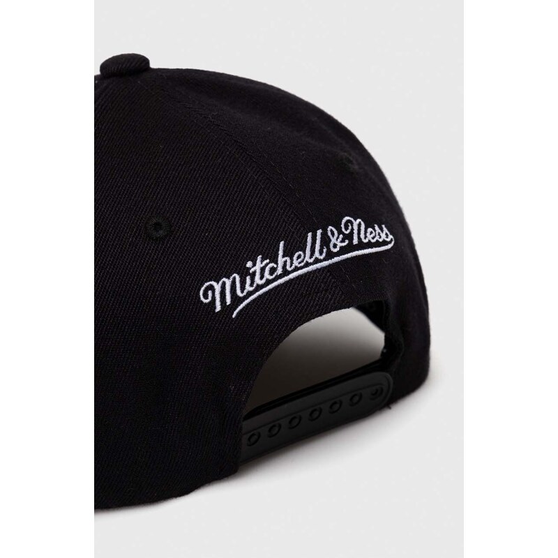 Čepice s vlněnou směsí Mitchell&Ness San Antonio Spurs černá barva, s aplikací