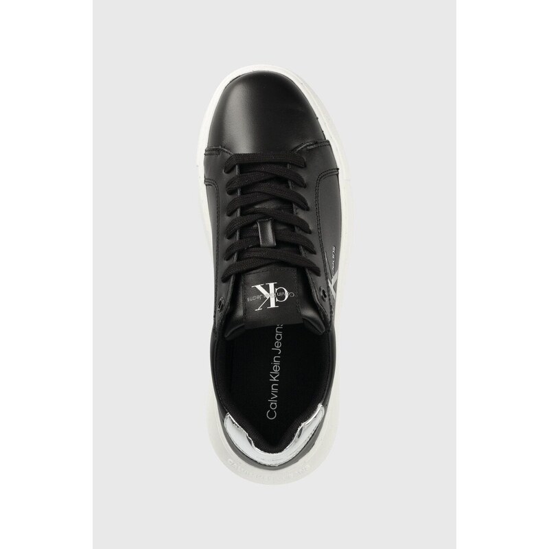 Kožené sneakers boty Calvin Klein Jeans CHUNKY CUPSOLE MONO LTH WN černá barva, YW0YW01224