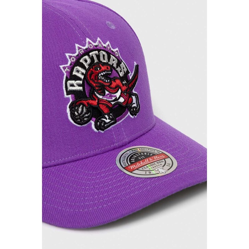 Čepice s vlněnou směsí Mitchell&Ness Toronto Raptors fialová barva, s aplikací