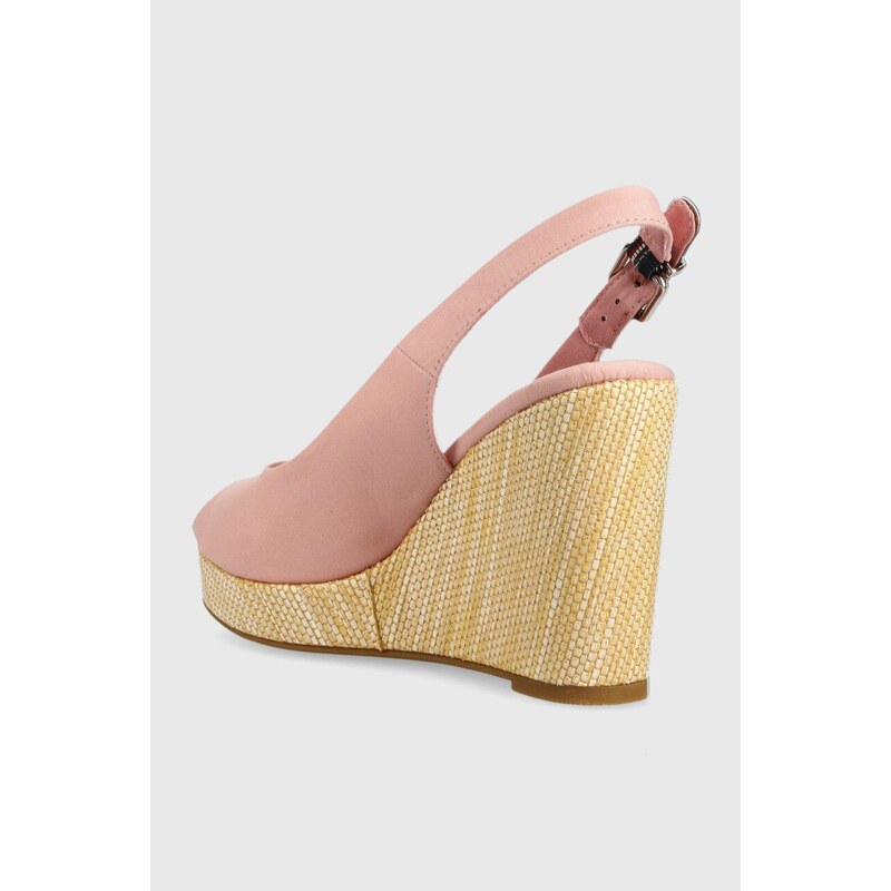 Sandály Tommy Hilfiger ICONIC ELENA SLING BACK WEDGE dámské, tmavomodrá barva, na klínku, FW0FW04789