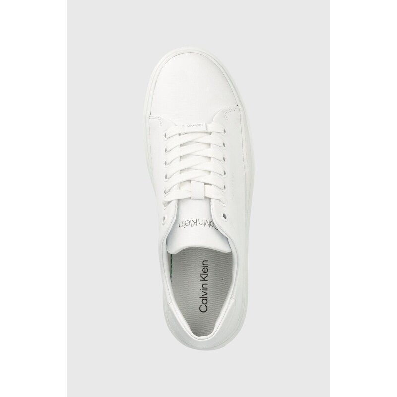 Sneakers boty Calvin Klein LOW TOP LACE UP LTH bílá barva, HM0HM01051