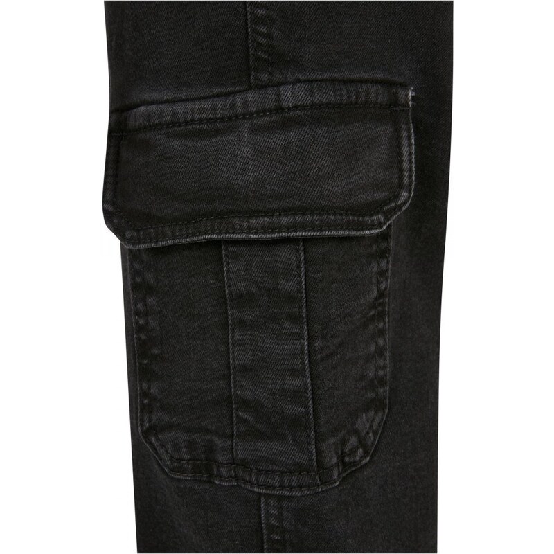 URBAN CLASSICS Ladies Organic Stretch Denim Cargo Pants - black washed