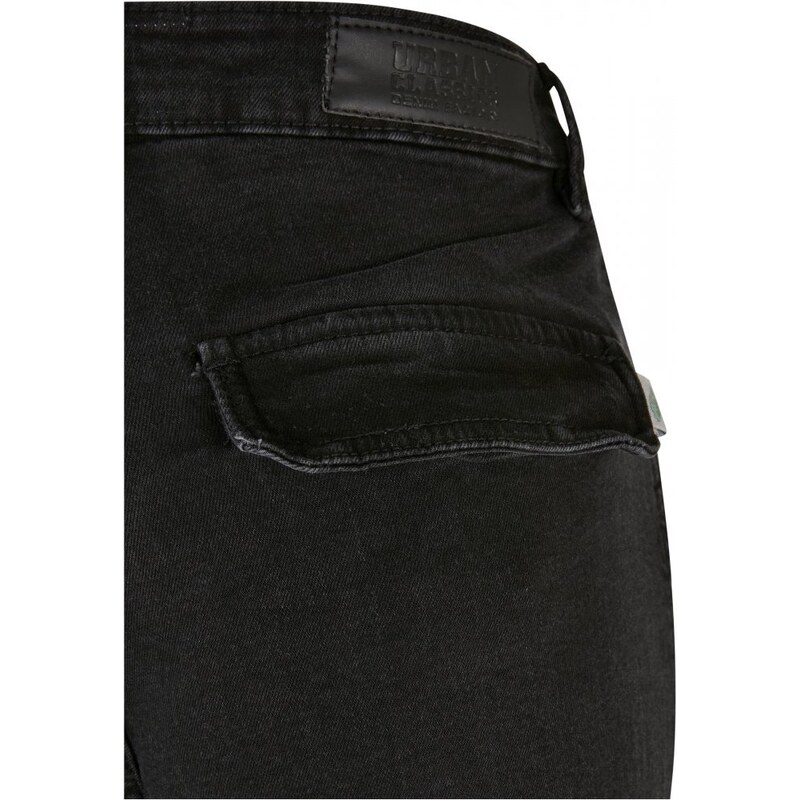 URBAN CLASSICS Ladies Organic Stretch Denim Cargo Pants - black washed