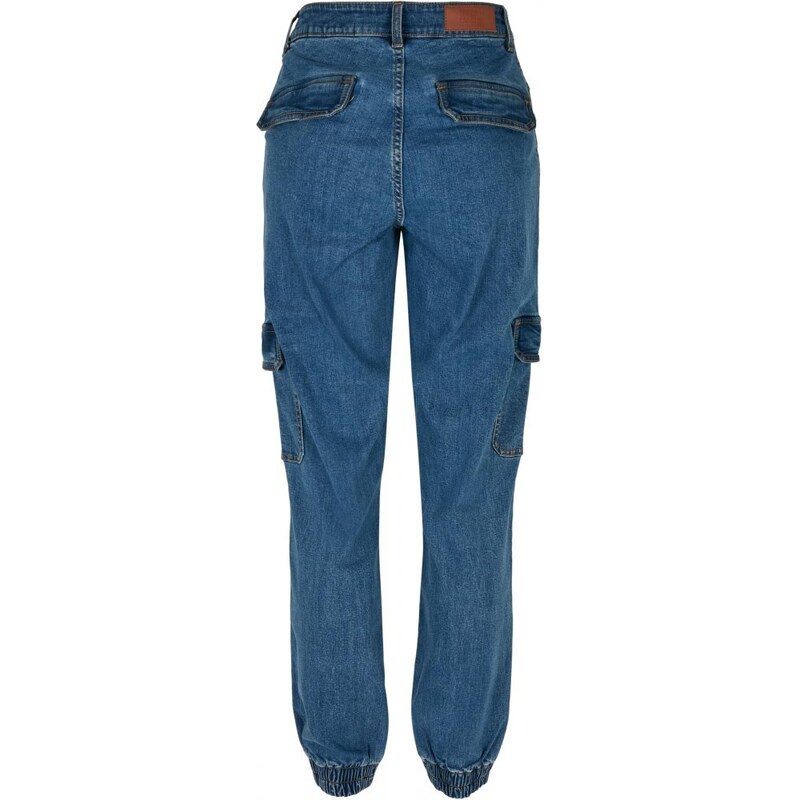 URBAN CLASSICS Ladies Organic Stretch Denim Cargo Pants - clearblue washed