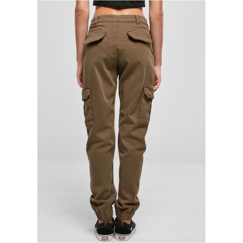 URBAN CLASSICS Ladies Cotton Twill Utility Pants - olive