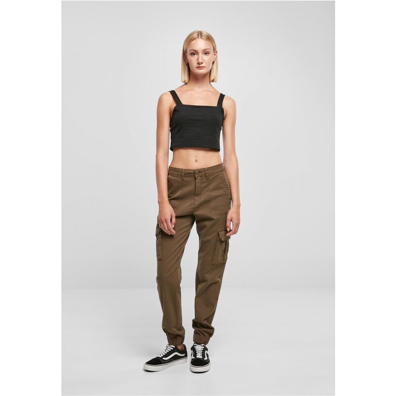 URBAN CLASSICS Ladies Cotton Twill Utility Pants - olive