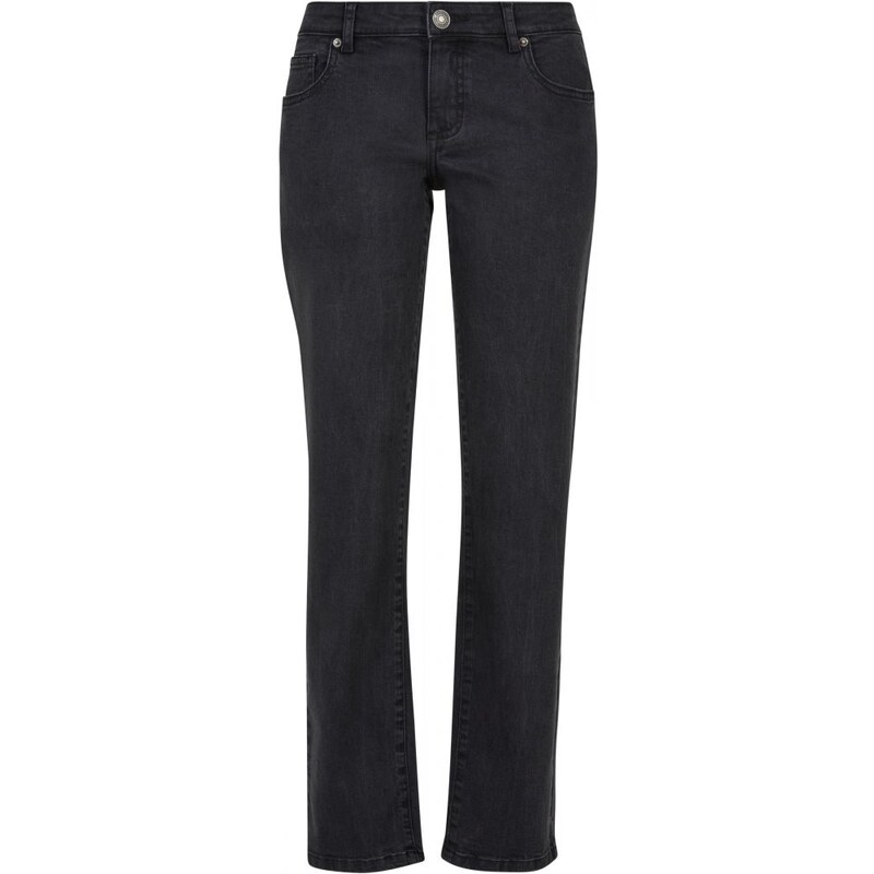 URBAN CLASSICS Ladies Low Waist Straight Denim Pants - black washed