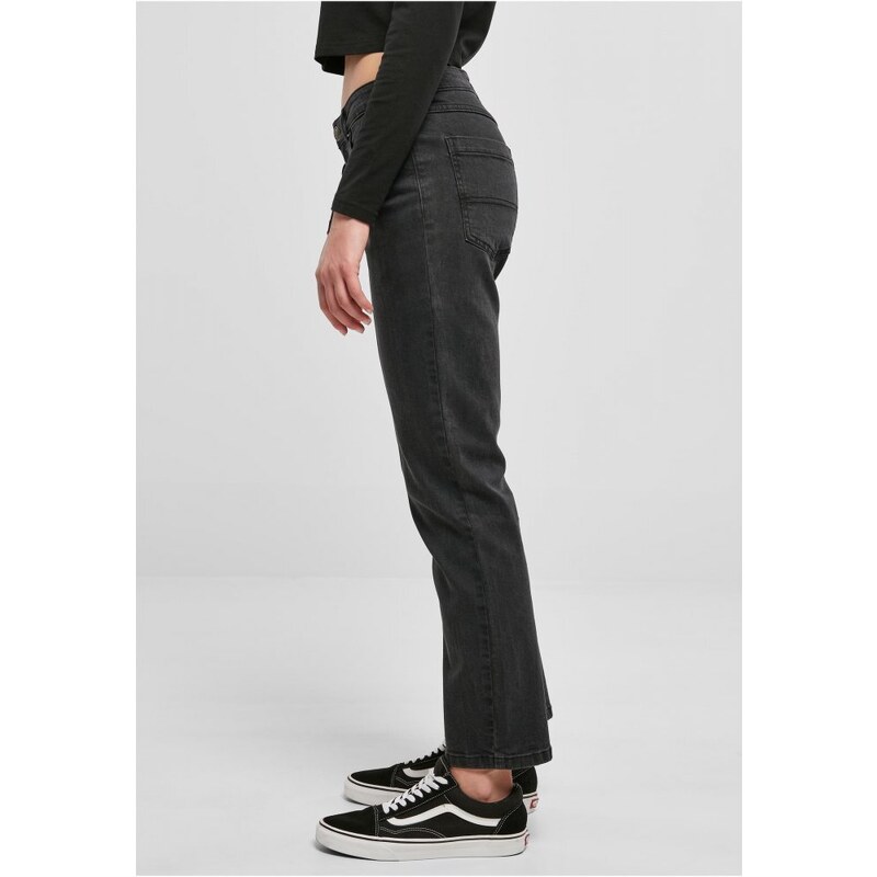 URBAN CLASSICS Ladies Low Waist Straight Denim Pants - black washed