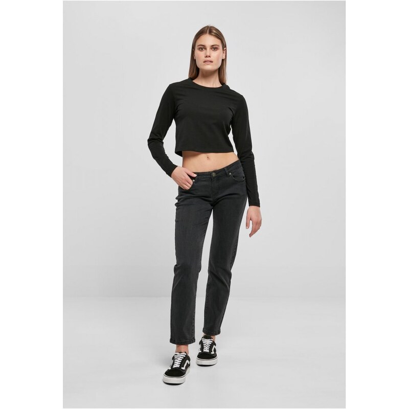 URBAN CLASSICS Ladies Low Waist Straight Denim Pants - black washed