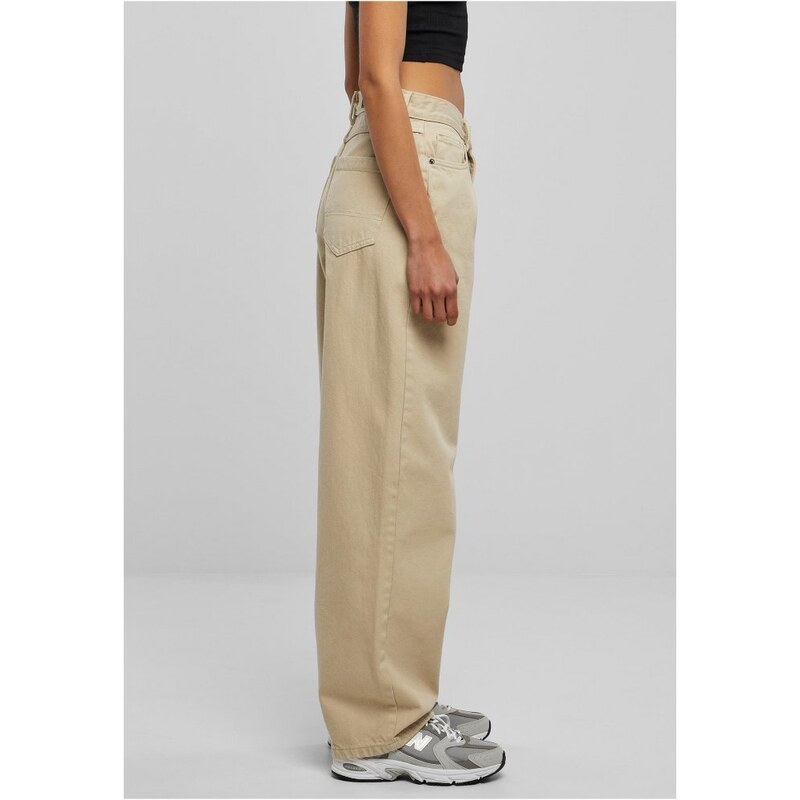 URBAN CLASSICS Ladies High Waist 90´S Wide Leg Denim Pants - offwhite raw