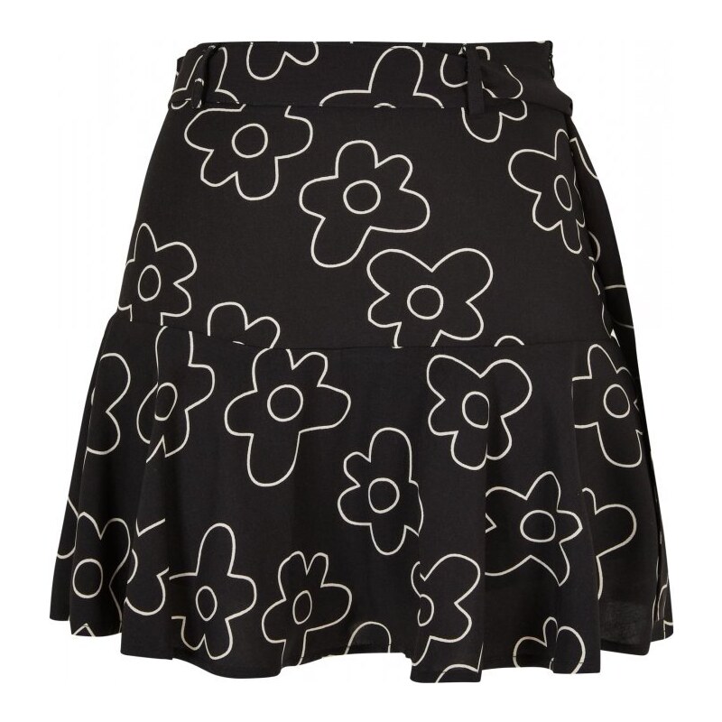 URBAN CLASSICS Ladies Viscose Mini Skirt - blackflower