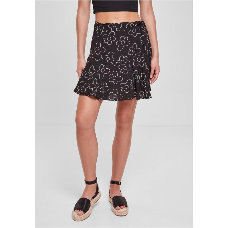 URBAN CLASSICS Ladies Viscose Mini Skirt - blackflower