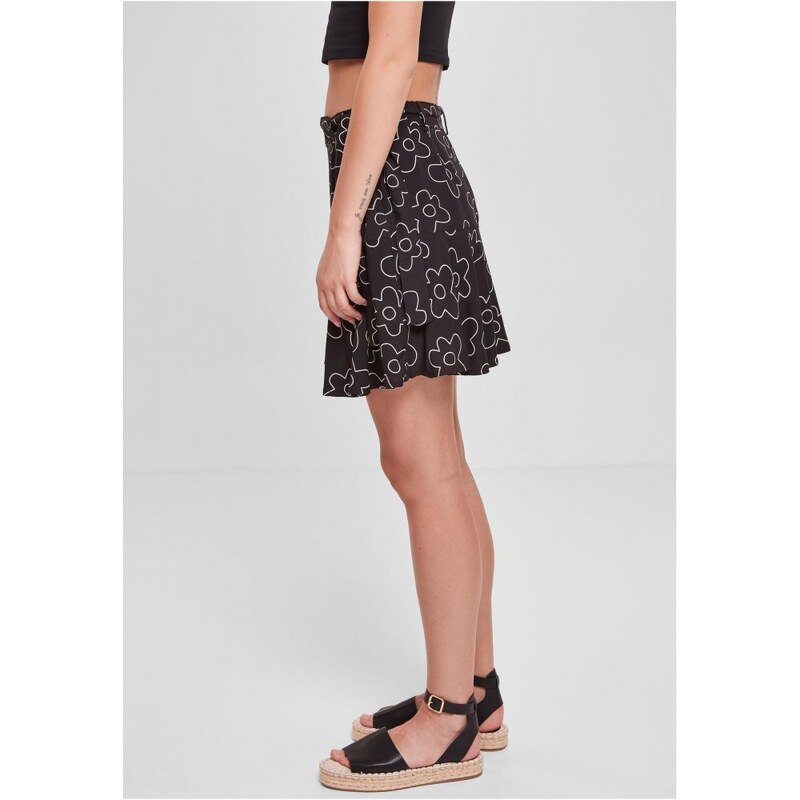 URBAN CLASSICS Ladies Viscose Mini Skirt - blackflower