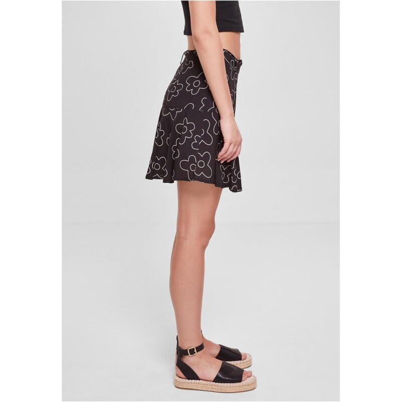 URBAN CLASSICS Ladies Viscose Mini Skirt - blackflower