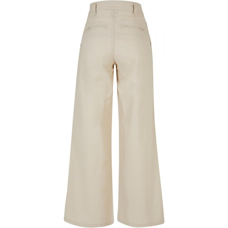 URBAN CLASSICS Ladies High Linen Mixed Wide Leg Pants - softseagrass