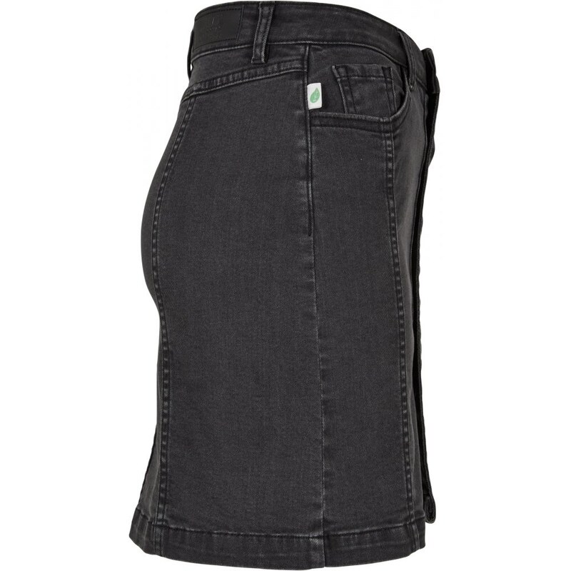 URBAN CLASSICS Ladies Organic Stretch Button Denim Skirt - black washed