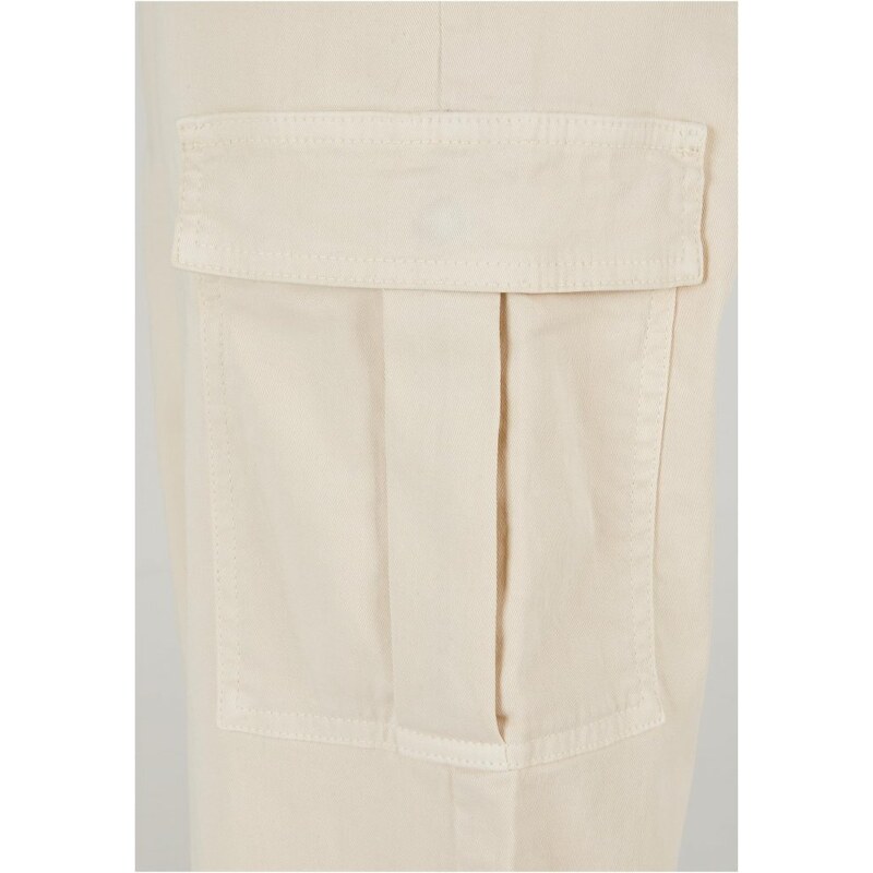 URBAN CLASSICS Ladies High Waist Wide Leg Twill Cargo Pants - whitesand