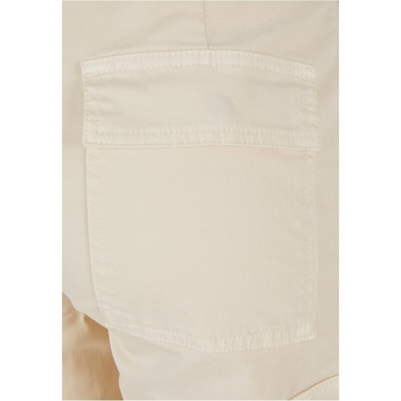 URBAN CLASSICS Ladies High Waist Wide Leg Twill Cargo Pants - whitesand