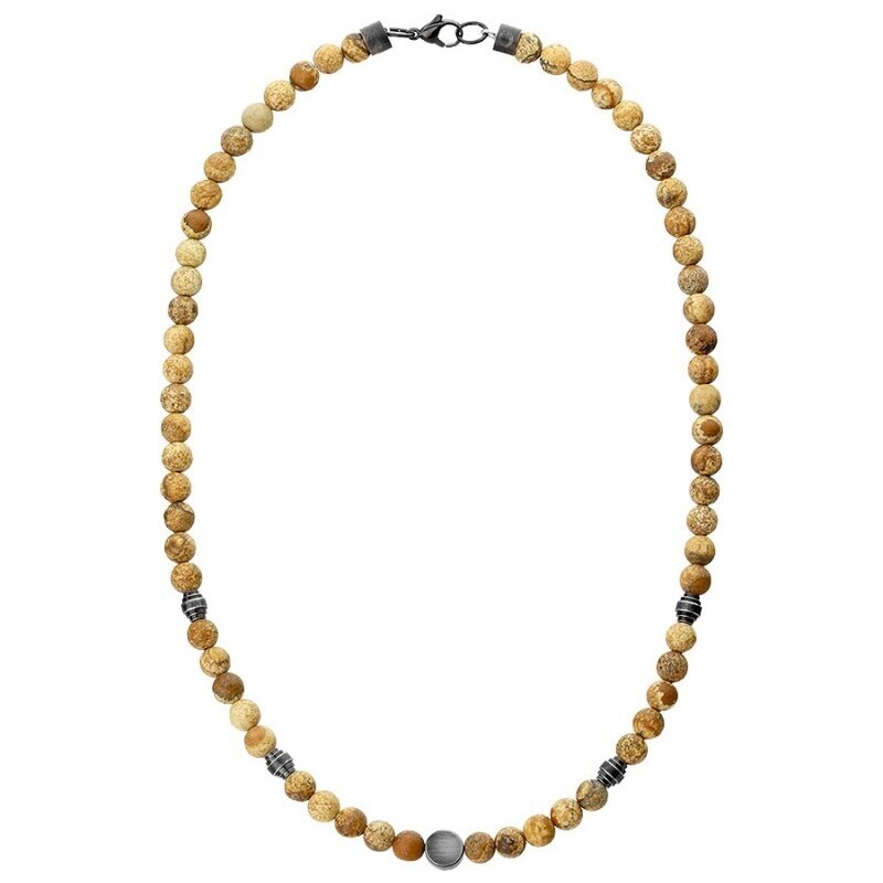Manoki Korálkový náhrdelník Andreé - 6 mm Jaspis pískový