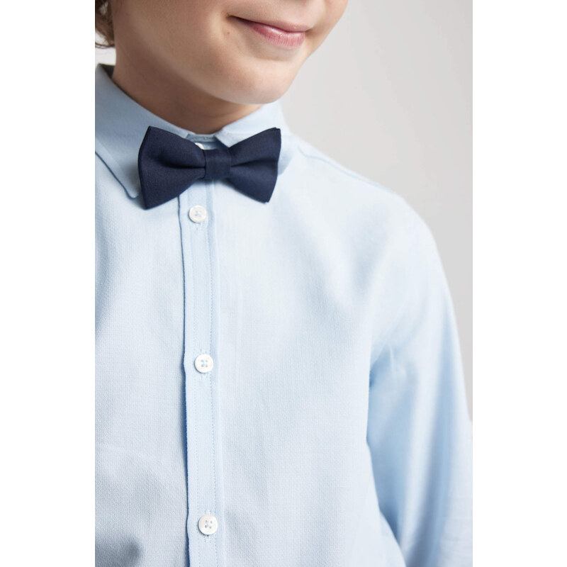 DEFACTO Boy Long Sleeve Oxford Shirt Bowtie 2-Pack Set