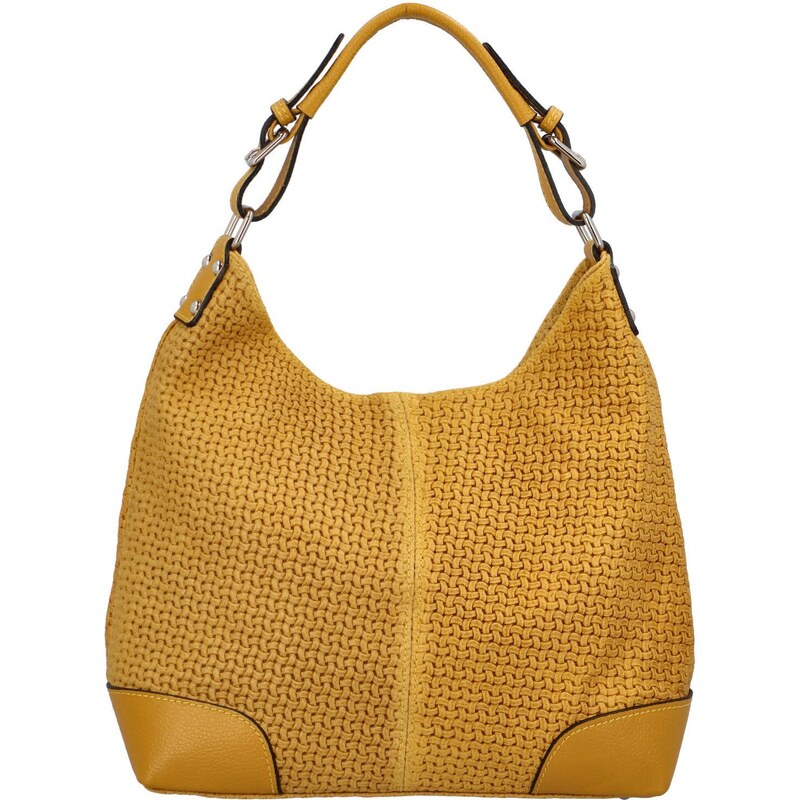 Dámská kožená kabelka tmavě žlutá - ItalY Inpelle Pattern žlutá