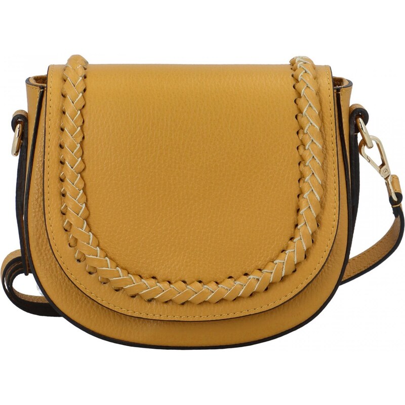Delami Vera Pelle Luxusní dámská kožená crossbody Alex, tmavě žlutá 82265379