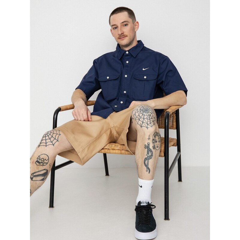 Nike SB Tanglin Woven Button Up (midnight navy/coconut milk)námořnická modrá