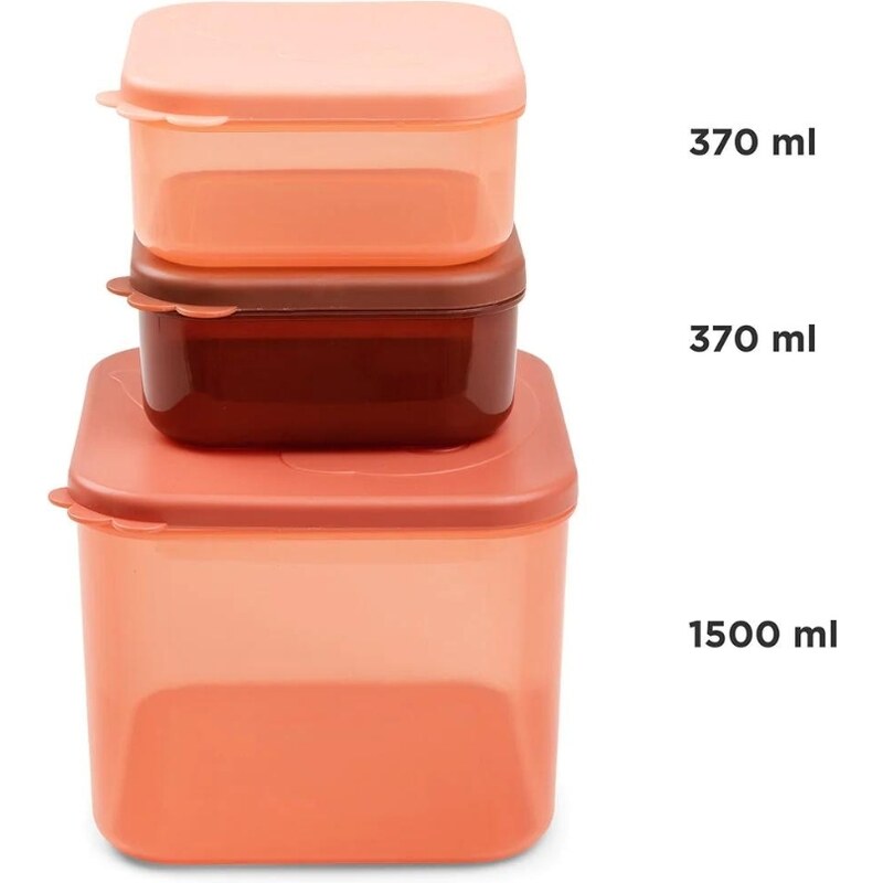 Sada oranžových plastových potravinových boxů Done by Deer Elphee L