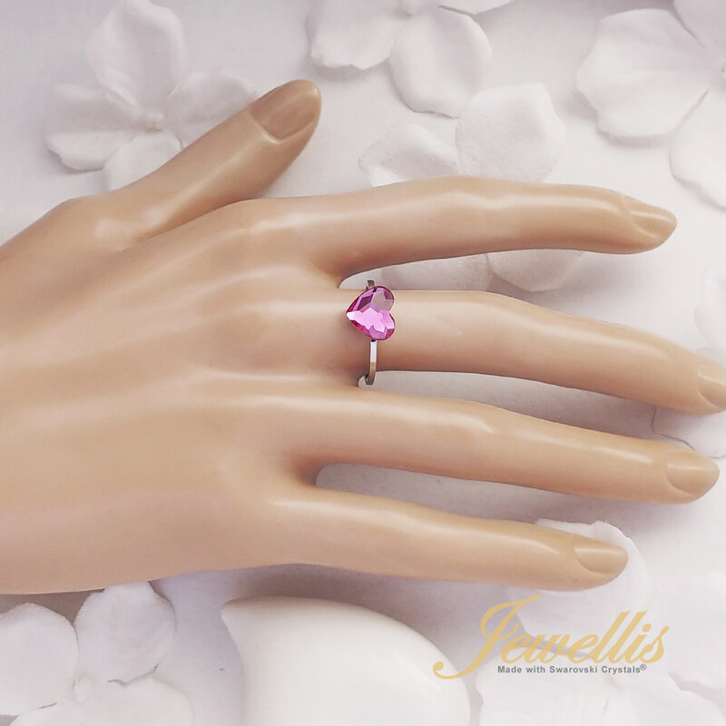 Jewellis ČR Jewellis ocelový romantický prsten s krystalem ve tvaru srdce Swarovski - Crystal Golden Shadow