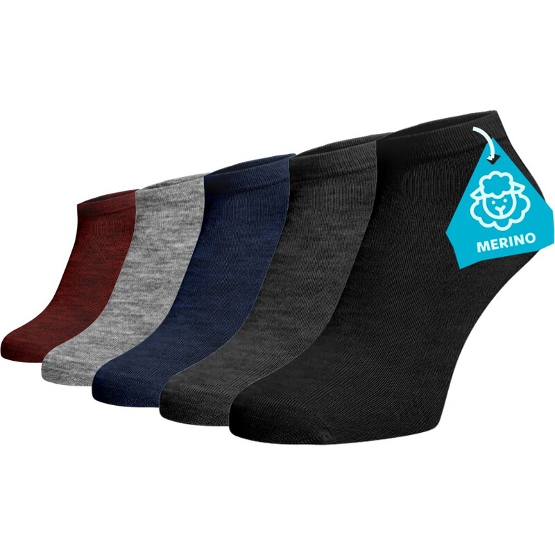 Benami Zvýhodněný set 5 párů MERINO kotníkových ponožek - mix barev