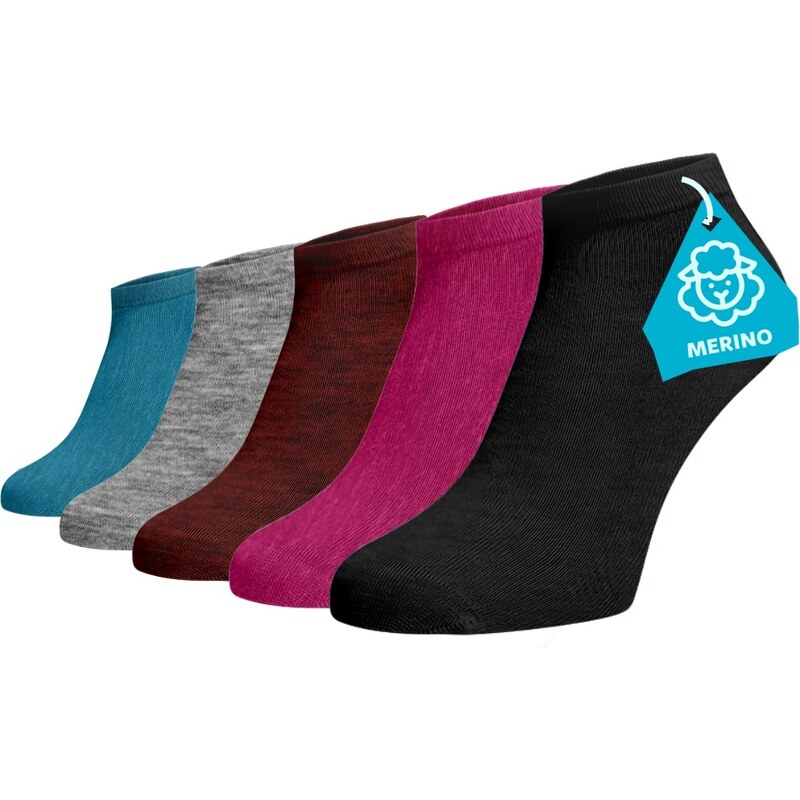 Benami Zvýhodněný set 5 párů MERINO kotníkových ponožek - mix barev 2