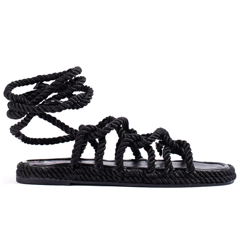 Women's braided tied sandals Shelvt black