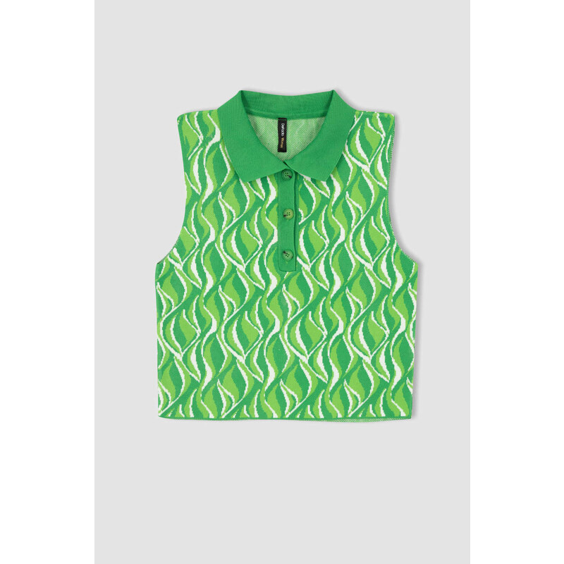 DEFACTO Fitted Sleeveless Printed Crop Top