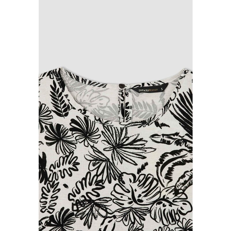 DEFACTO Regular Fit Sleeveless Palm Print Crop Top