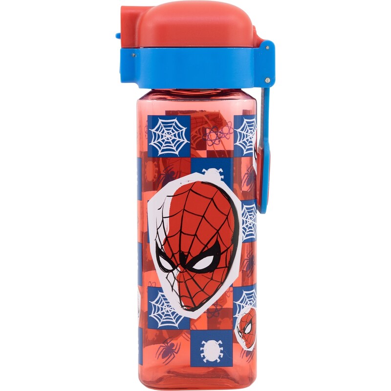 Storline Plastová lahev na pití SPIDERMAN hranatá transparentní červená 550 ml