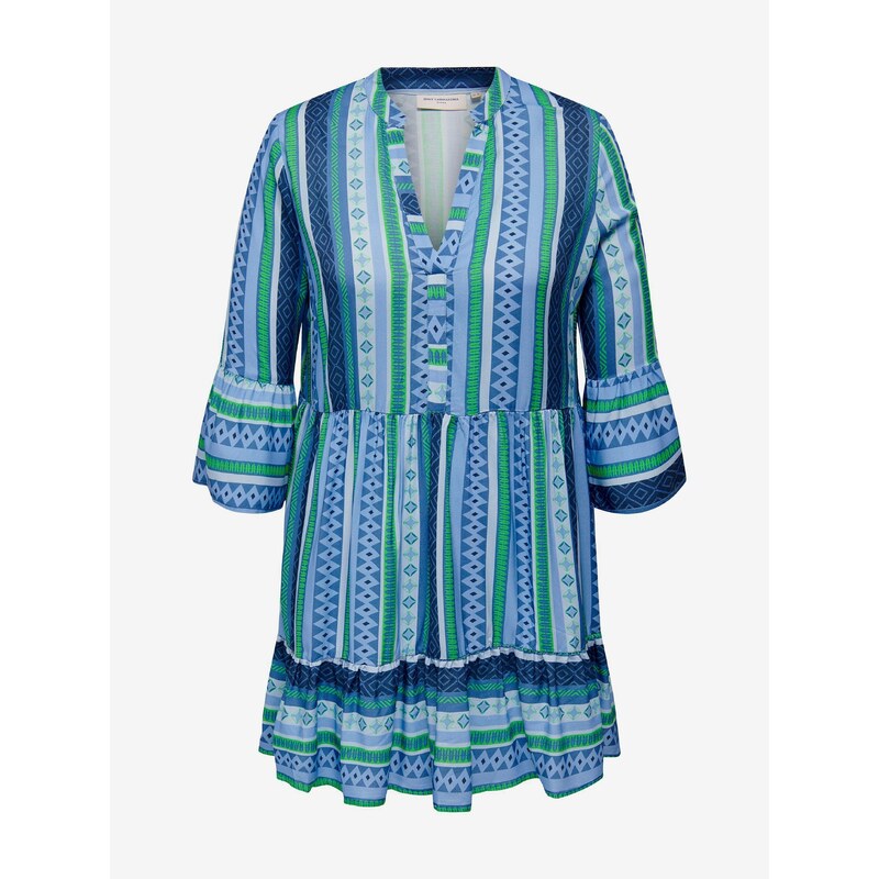 Modré dámské pruhované šaty ONLY CARMAKOMA Marrakesh - Dámské