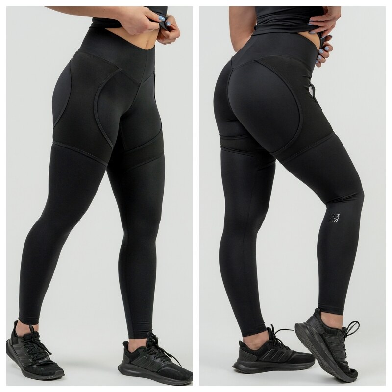 NEBBIA - Dámské fitness legíny se síťkou 838 (black)